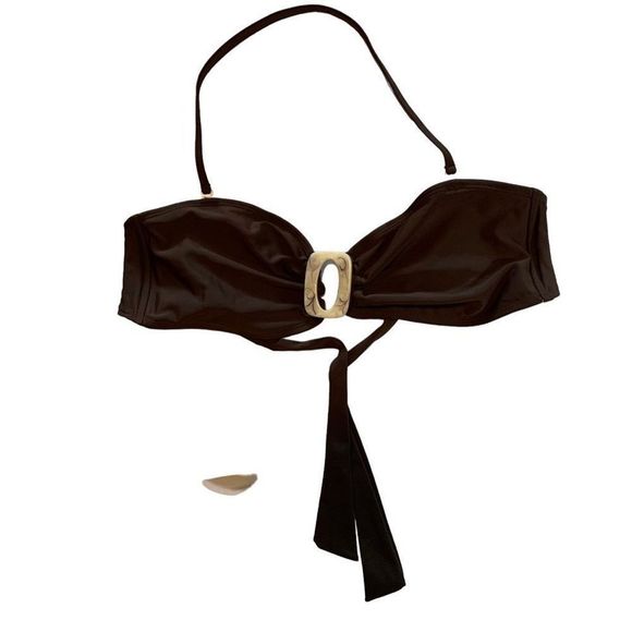 Sand N Sun Dark Brown Bandeau Halter Swim Top L (F-019) - Picture 1 of 4